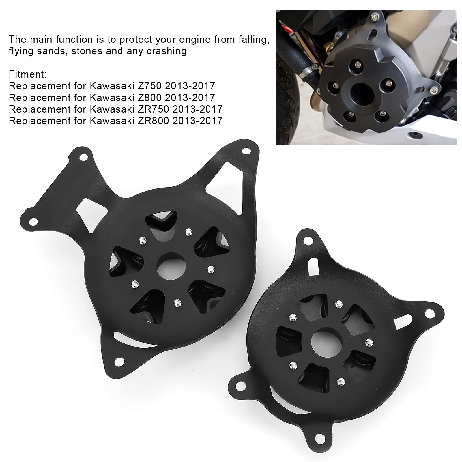 Sostituzione copertura motore moto per Z750 Z800 ZR750 ZR800 2013-2017, protezione motore moto, protezione motore in metallo di alta qualità con design alla moda, leggero e