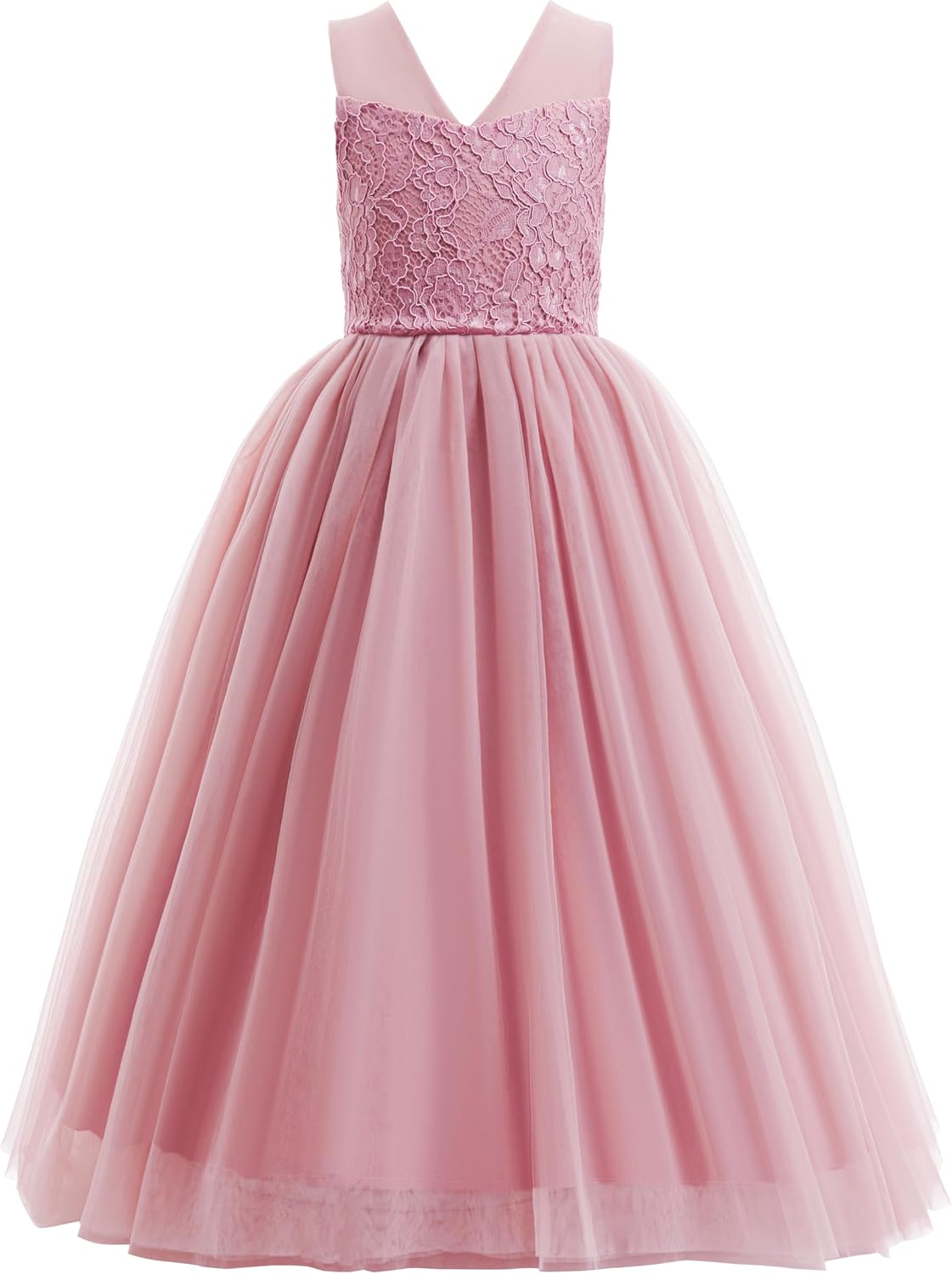 Glamulice Girls Flower Girl Dress Tulle Lace Wedding Party Bridesmaid Birthday Pageant Formal Dresses