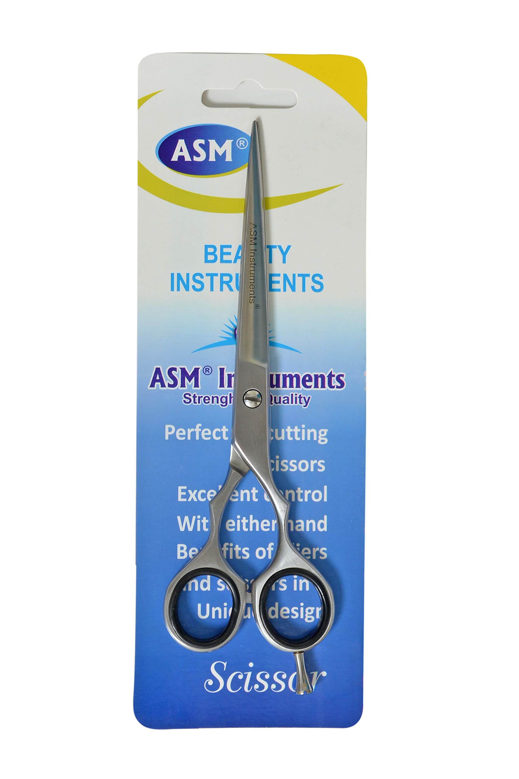 ASM Professional Hairdressing Scissors Barber Salon Scissor - Heavy Duty Stainless Steel Barbers Scissor for Crafting, Beard & Hair Cutting 6.5" - Perfect Christmas Gifts for Women & Men (Silver)