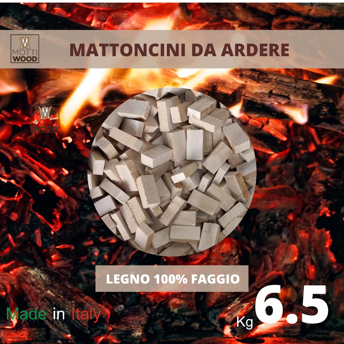 Mattoncini da Ardere, 6.5KG, 100% Legno Faggio, Lunga Durata