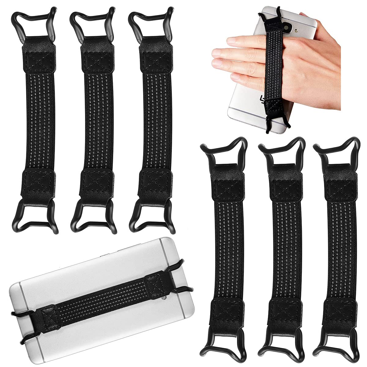 6 Pieces Mobile Phone Security Hand Strap Holder Grip Accessory for 5.2-7.5 Inch Smartphones