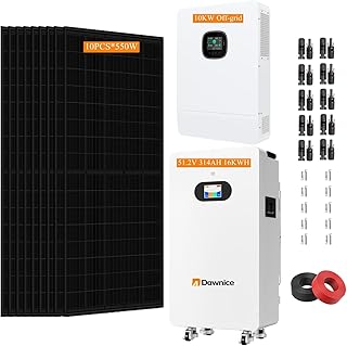 10KW Off Grid Solar System Complete Kit 48V 16KWH Kit Home Solar Power System Complete Kit with 10PCS*550W Solar Panels, 10KW Inverter, 51.2V 314Ah 16KWH LiFeP04 Battery