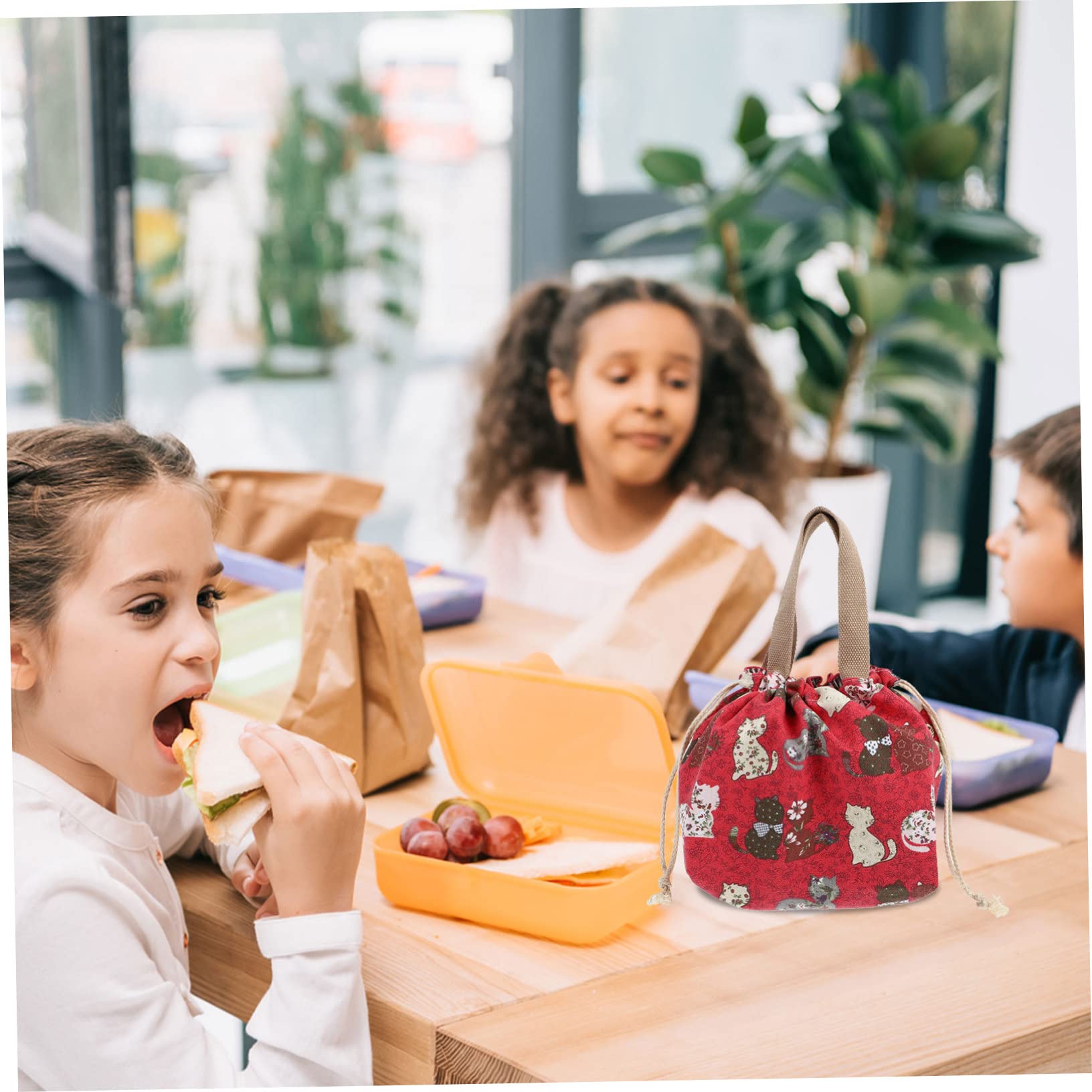 Alipis Caja De 3 Piezas bolsa de almuerzo bolsa de lona lindo bolso de mano lindo bolso de lona bolsas de pícnic bolsas termicas lancheira de almuerzo bolsa del almuerzo lienzo rojo