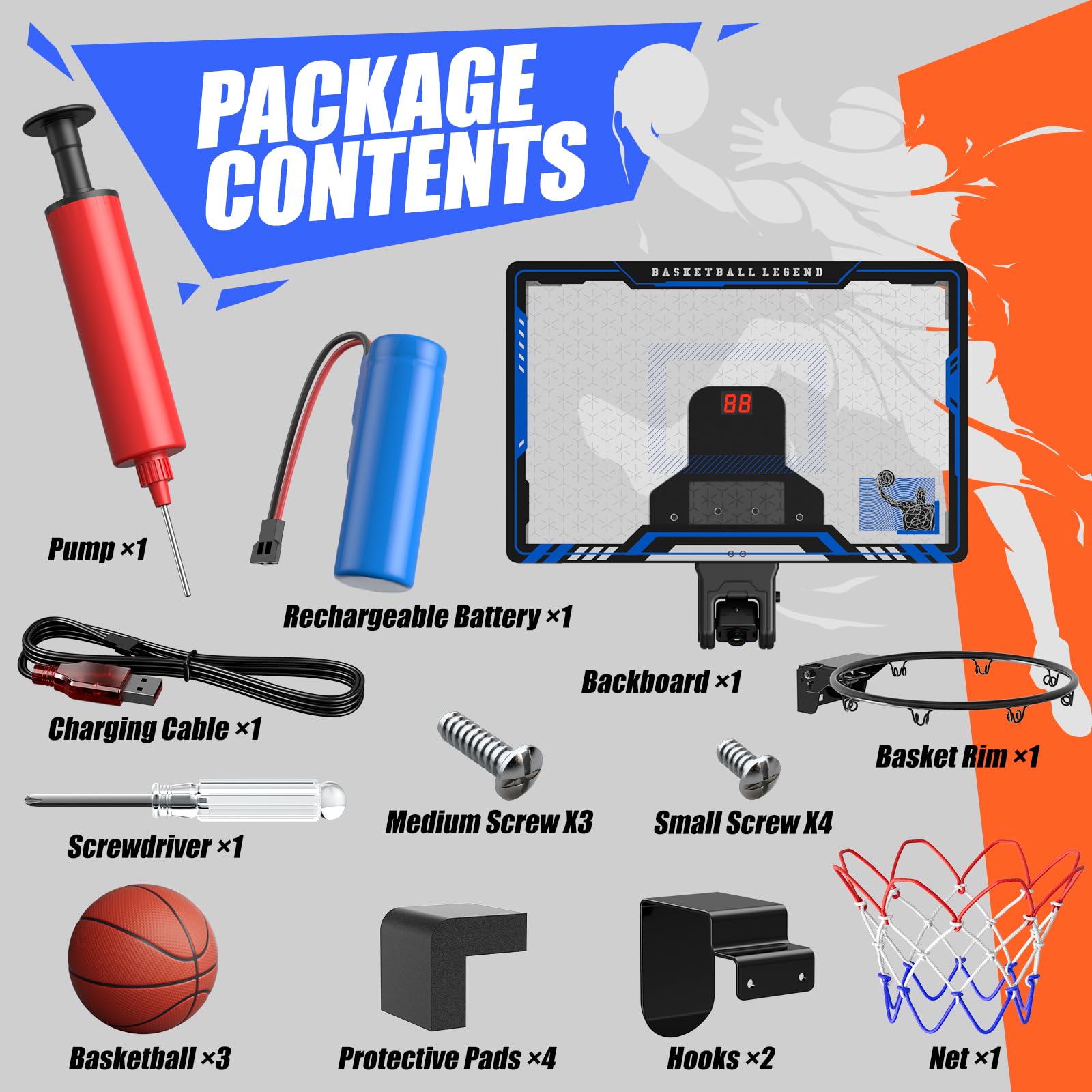 Hot Bee Basketballkorb Kinder Indoor mit Projektion Bewertung, Mini Basketballkorb fürs Zimmer, Basketball Geschenke 8 9 10 11 12 13 Jahre Junge