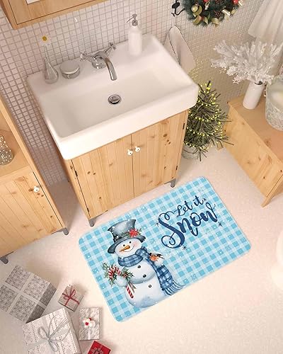 Vista 106 de Tapete de Feliz Navidad, tapete antideslizante para puerta delantera, baño, cocina, dormitorio, patio, entrada, 16 x 24 pulgadas, rojo, negro y verde