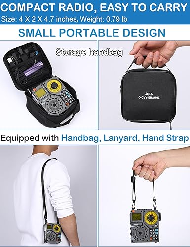 Miniatura 7 de ZHIWHIS Radio de onda corta con Bluetooth y control por APP, receptor portátil AM FM VHF SW WB, radio de emergencia recargable estéreo con super