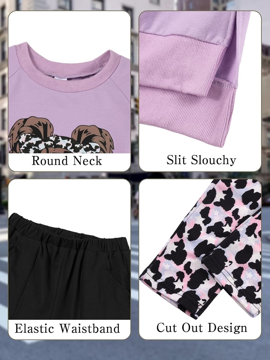 Ochine Girls Clothes, 2Pcs Girls Outfits Tie Dye Graphic Sweatshirt Tops & Leggings Print Pants Fall Winter Clothes Set - Image 6