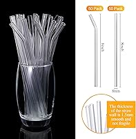 Vista 2 de Weysat 100 popotes de vidrio reutilizables a granel para beber batidos de vidrio para tazas, cerveza, jugo, cócteles, batidos, bares, cafeterías