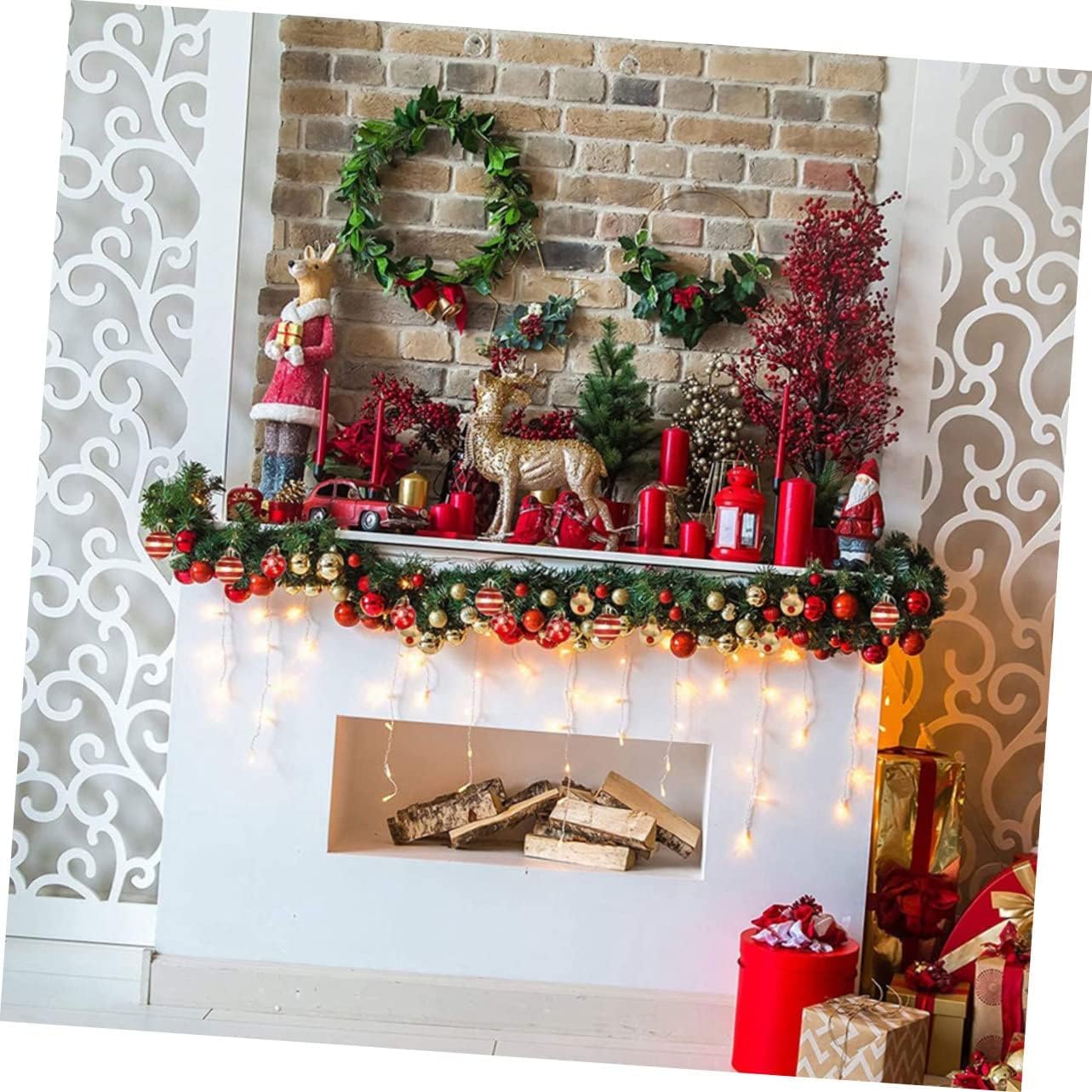 Palline di Natale per l'albero di Natale, 50 pezzi Palline di Natale placcate Palline di Natale Decorazioni per palline di Natale Ornamenti per palline di Natale Abito rosso Decorazioni per esterni