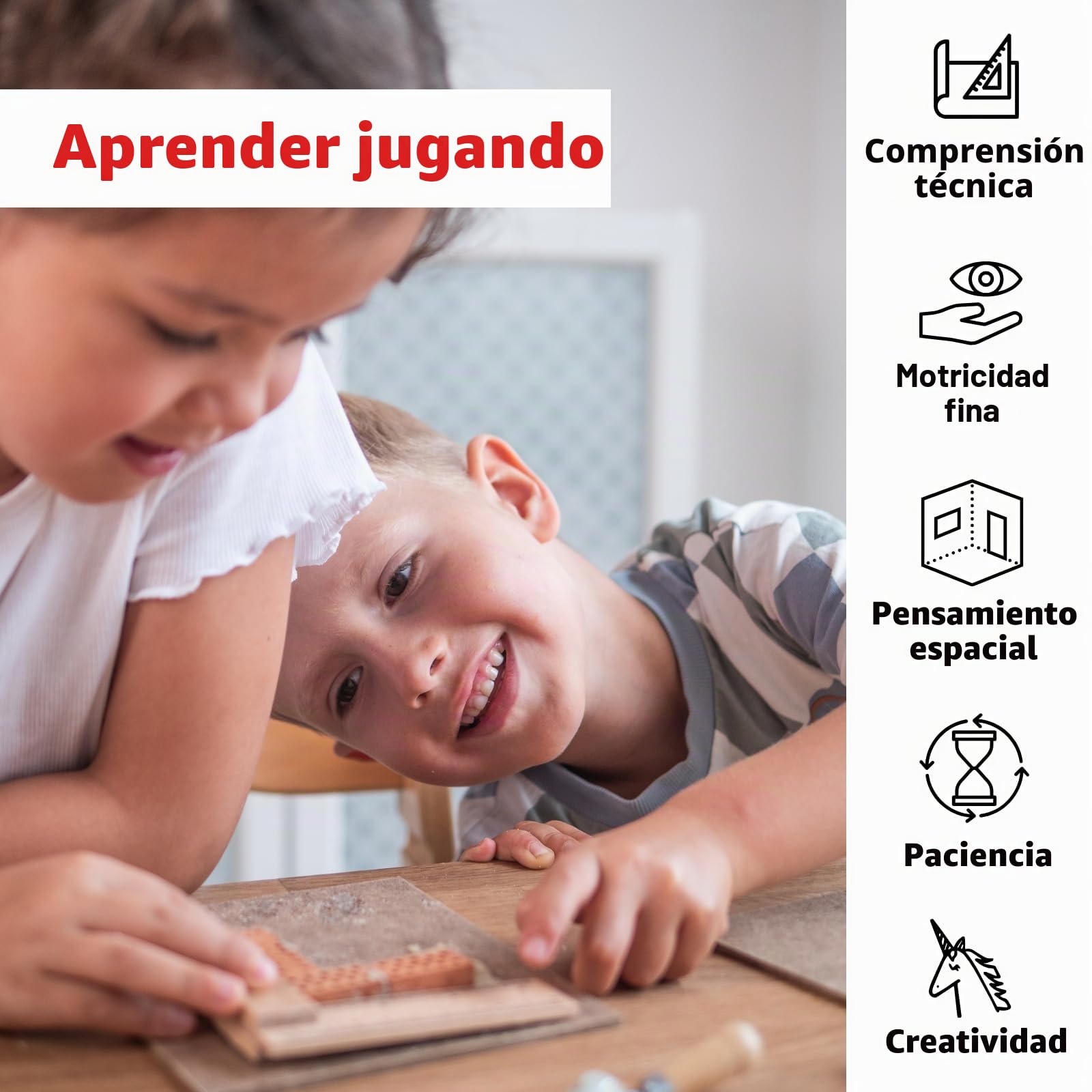 teifoc 1530 - Kit de construcción de piedra, 100 ladrillos en miniatura con mortero y herramientas para proyectos de bricolaje, para niños a partir de 6 años, bloques de construcción de arcilla para
