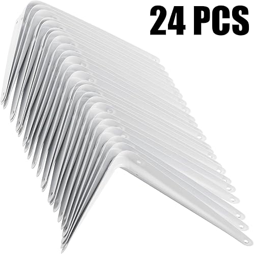 Miniatura 5 de KEILEOHO 24 Pack 6 x 8 Inches Shelf Brackets, Heavy Duty L Metal Wall Corner Angle Shelf Brackets with Screws, Bracket Supports for Hanging Shelves