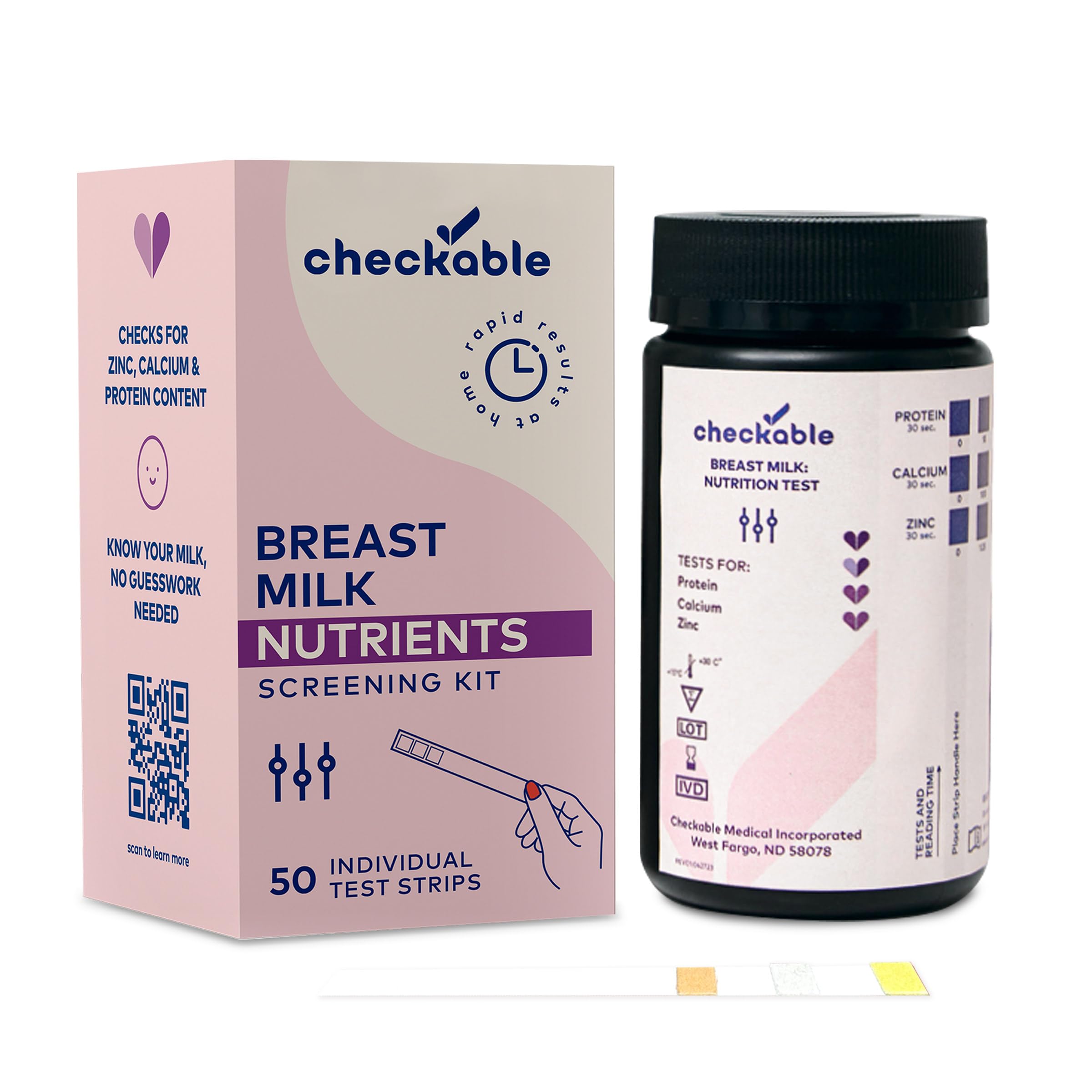 Checkable Breast Milk Testing Strips for Safe and Confident Feeding, 30 Secs Home Milk Screening Strips for Breastmilk - 50 Count