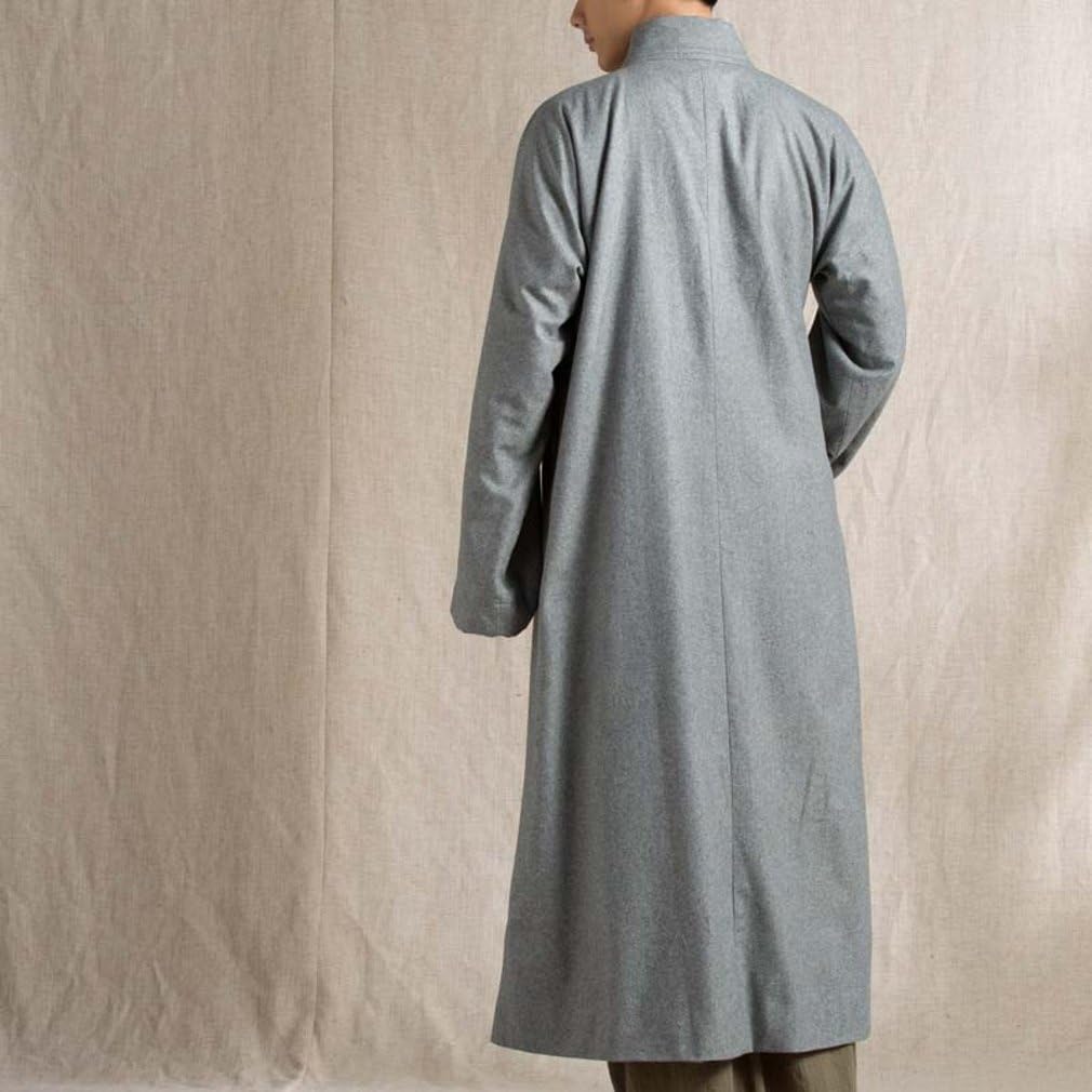 ZanYing Men's Traditional Buddhist Meditation Monk Wool Robe Winter
