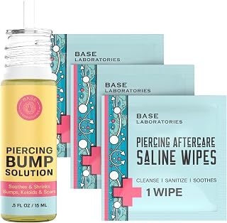 Piercing Aftercare Kit – Piercing Aftercare Wipes and Piercing Bump Oil | Cleanse and Treat Piercing Bumps, Keloids, and Scars for Smooth Healing