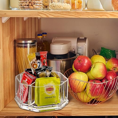 Miniatura 9 de Hiceeden Organizador de bolsas de té de acrílico, 5 compartimentos, soporte para paquetes de azúcar, caja de almacenamiento de condimentos de café