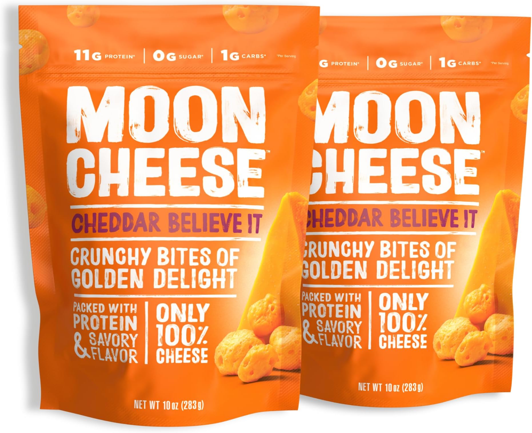 Cheddar Believe It, 10 Ounce, 2-Pack, Crunchy, Protein-Rich Cheese Snack, Keto Friendly, 100% Real Cheese