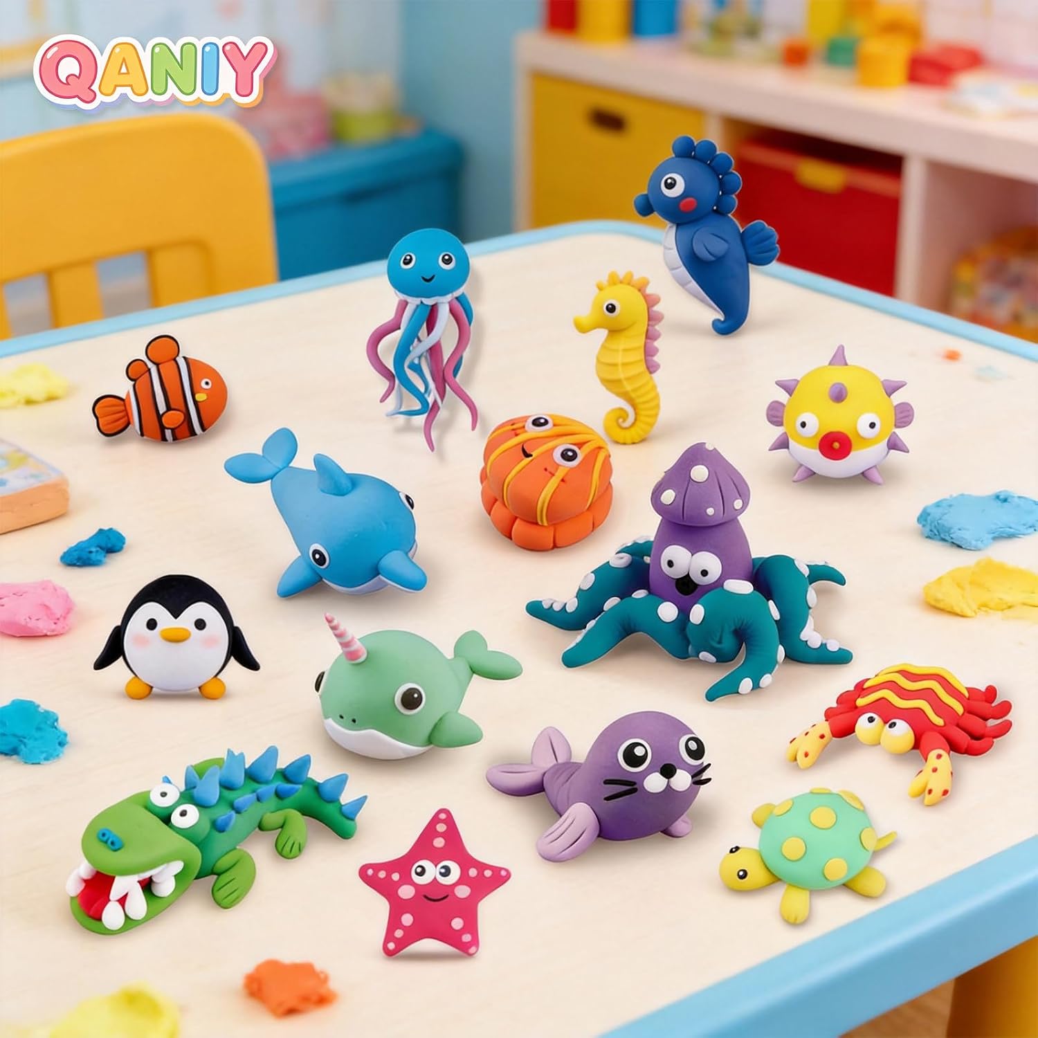 Air Dry Clay Kit for Kids, 14 Marine Animal Molding Set image 2