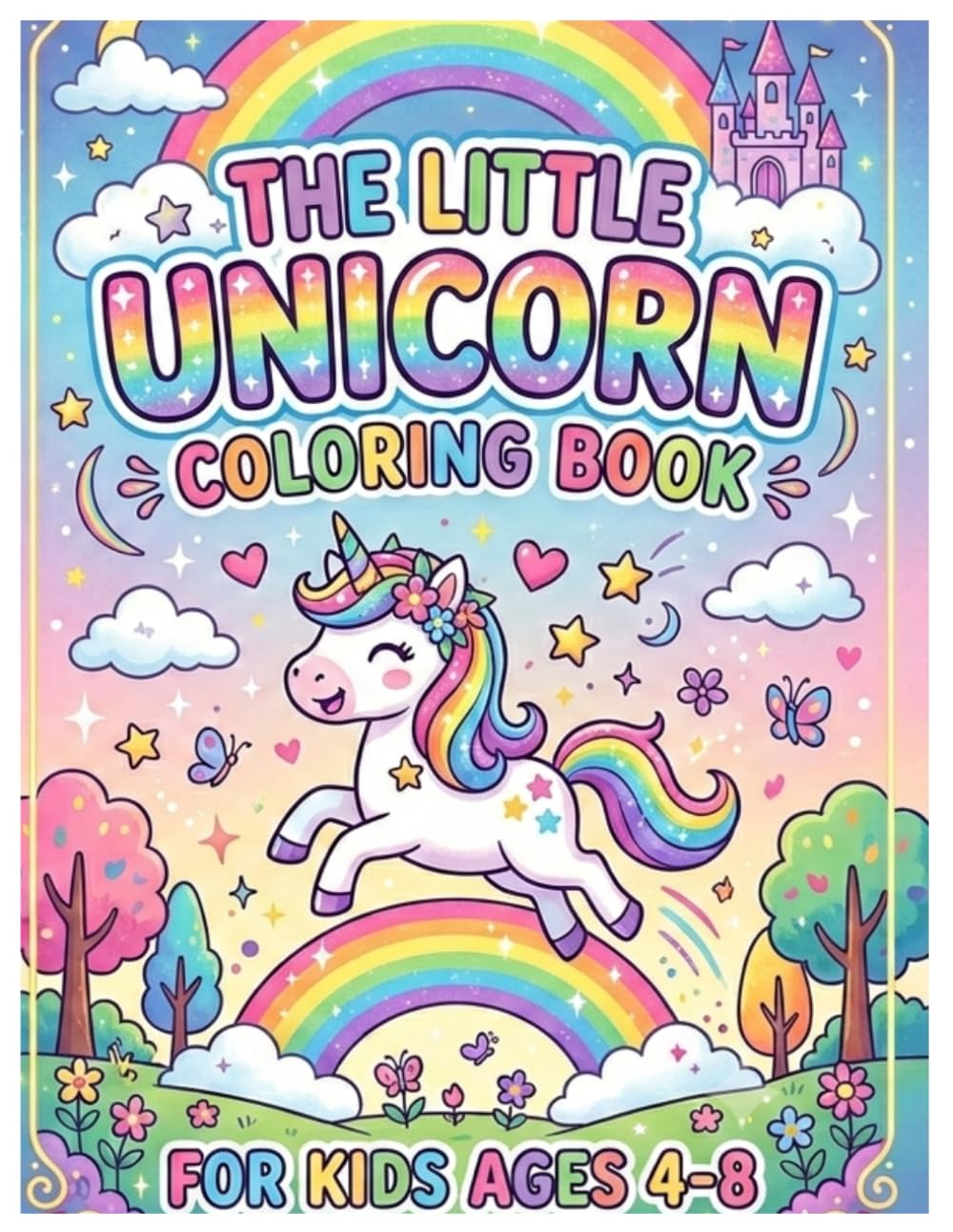 The Little Unicorn Coloring Book for Kids Ages 4-8: Happy & Magical Unicorn Coloring Pages with Rainbows, Castles, Flowers and Fantasy Fun