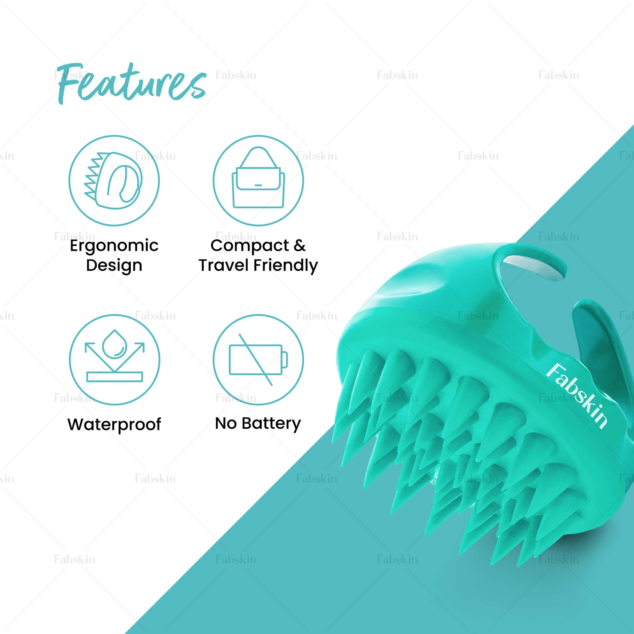 FABSKIN Hair Scalp Massager Shampoo Brush with Soft Silicone Bristles I Anti Dandruff, Exfoliating with Scalp Care (Aqua Green) 1