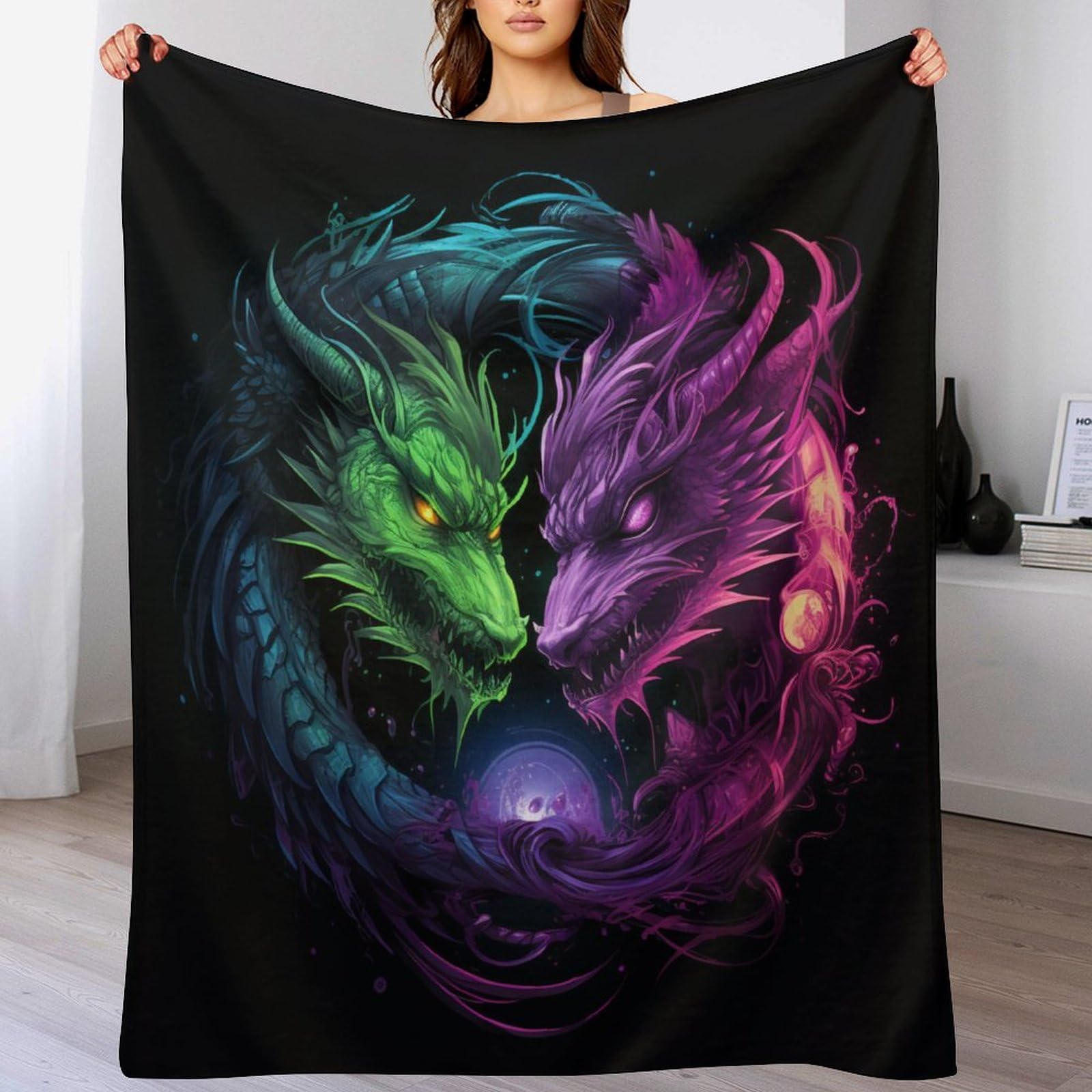 Manta de dragón de franela de alta densidad con acabado premium de 180 x 200 cm