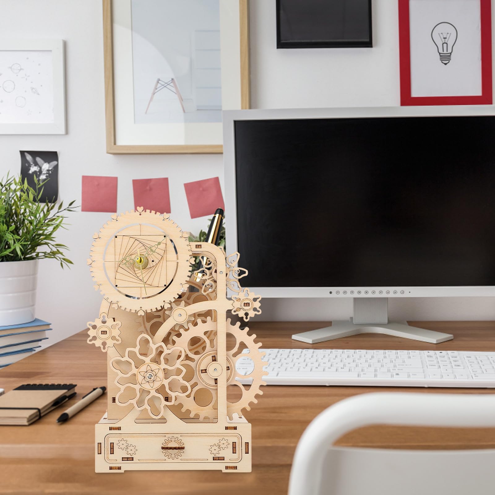 Holz Spieluhr 3D Puzzle Selbstgemacht Stifthalter Braun, 1 Satz