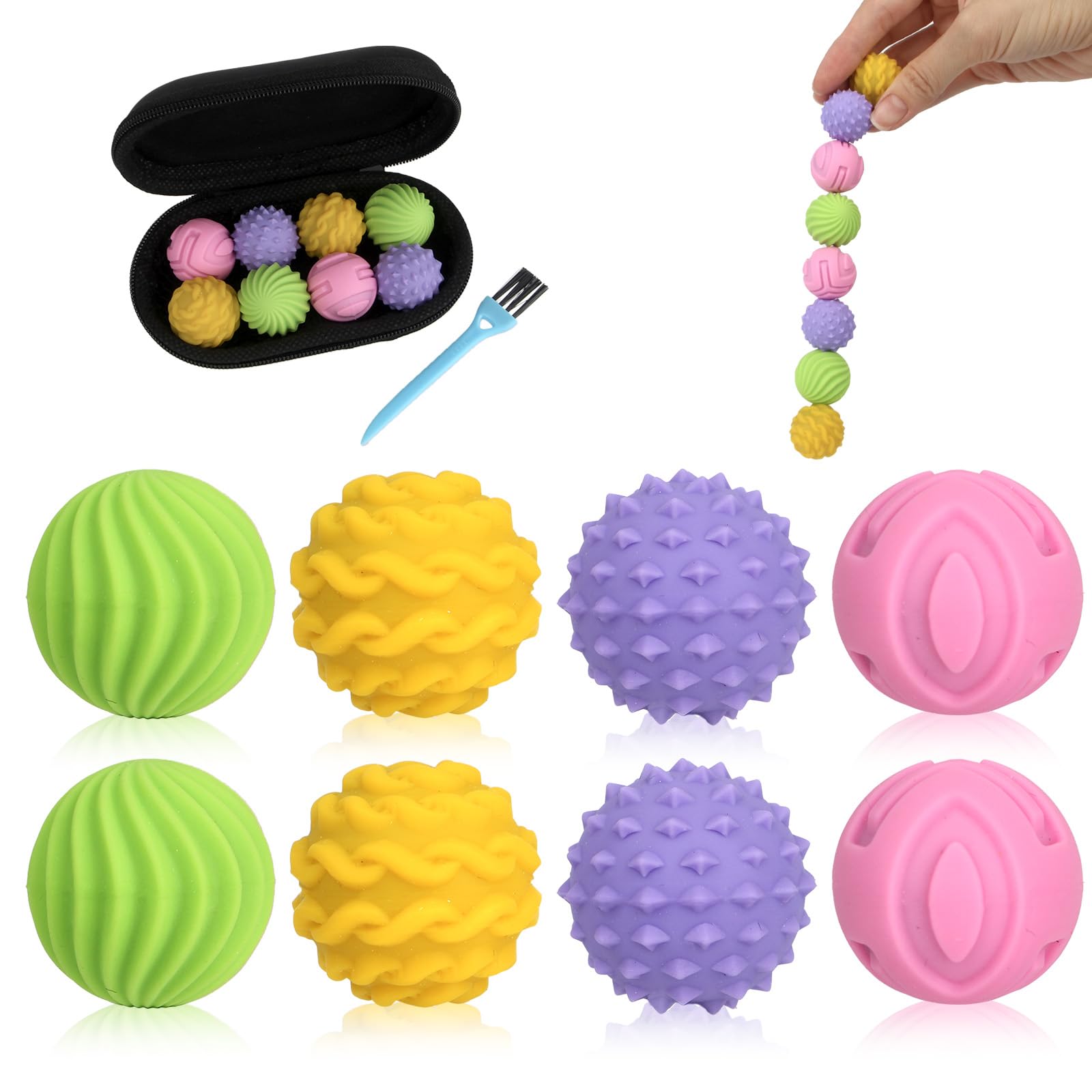 8PCS Magnetic Fidget Balls Toys, Colorful Stress Anxiety Relief Fidget Balls, Fun Textures Gadgets, Office Desk Toy, Pain Stimming Tools for Adults & Teens with Autism, ADHD, Anxiety