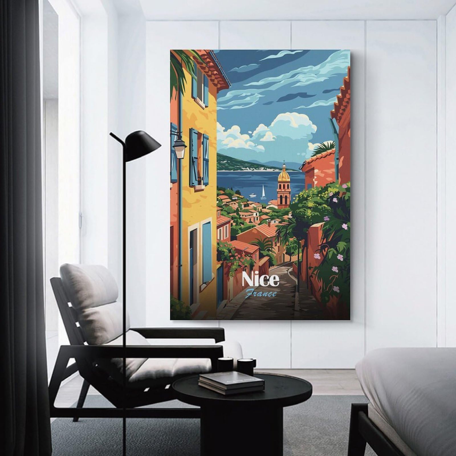 Junmoney Nice, France Travel (3) Canvas Wall Decor 24x36inch(60x90cm), for Home Lounge, Bedroom Or Reading Nook, A Home Accent with Warm Character