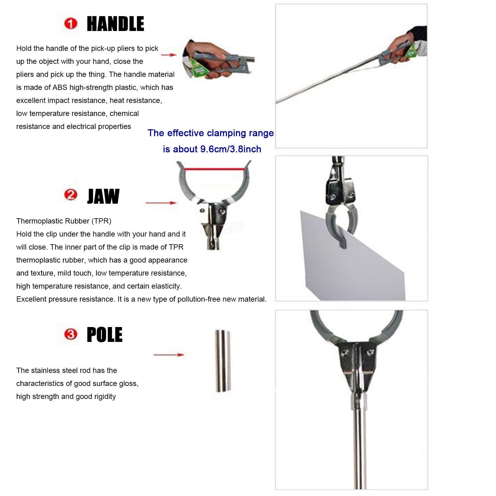 Alcanzador Grabber Herramienta 37in - Ayuda a La Movilidad Extralarga - Brazo de Agarre Resistente - Herramienta de Asistencia de Alcance para Recolección de Basura, Paquete de 3