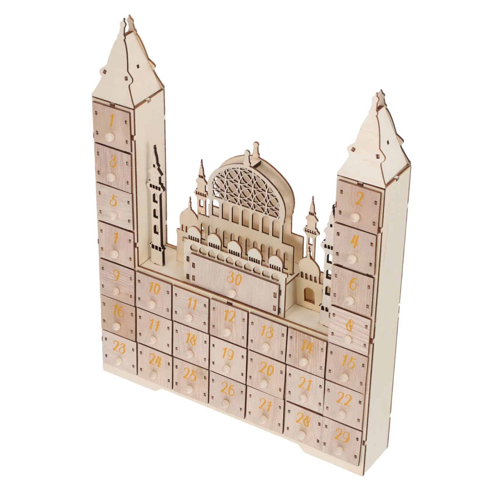 iplusmile Calendario Decorazione Compatta per Ramadan Conto alla Rovescia in Legno con 30 Festa Eid Mubarak e Arredamento per Famiglia