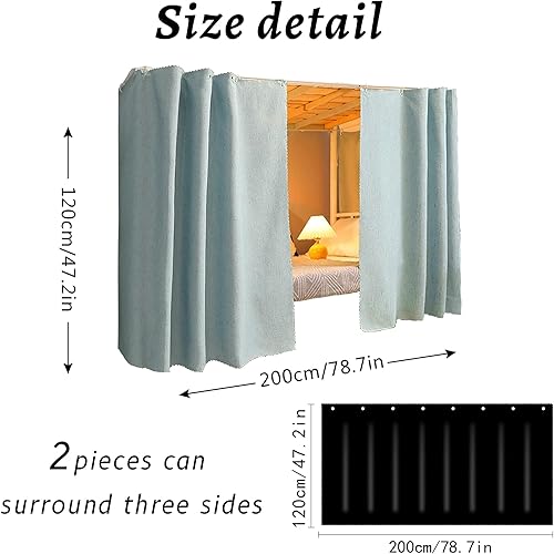 Vista 50 de Linda cortina de litera inferior para dormitorio de estudiantes, tela opaca mosquiteras, ropa de cama, tienda de campaña, toldo para cama