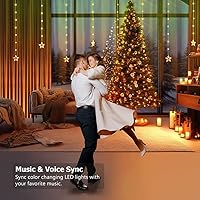 Vista 4 de Star Curtain Lights, 10ft x 3.3ft RGB LED Color Changing String Fairy Lights Stars Curtain, Smart APP & IR Remote, 200+ Scene Modes for Bedroom