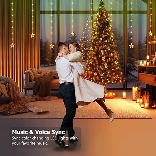 Miniatura 4 de Cortina de luces de estrella, 10 x 3.3 pies RGB LED que cambian de color, guirnalda de luces de estrellas, aplicación inteligente y control remoto