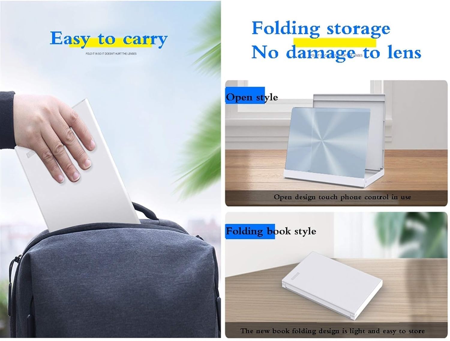 3D HD Mobile Phone Magnifier Projector Screen for Movies Videos and Gaming Phone Amplifier Supports All Smartphones Accessories for Woman Or Men (Black with Remote Control)