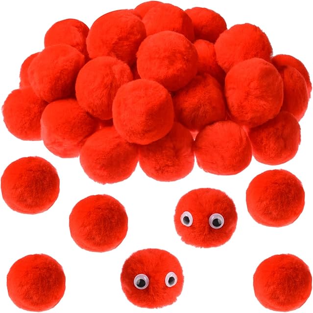 36 Pieces Red Acrylic Pompom Balls 2'' Valentine's Day Costume Pom Poms Decorations Large Crafts Pom Balls Fuzzy Soft Pom Pom Balls for Valentine's Day Costume Party Decor Accessories (2 Inch, Red)