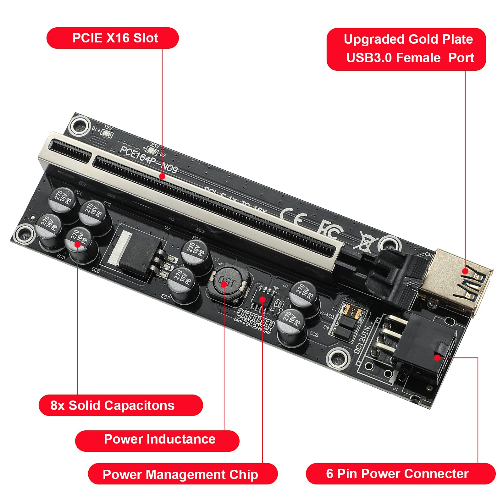 Amazon.co.jp: PCI-E 1X~16X V009S-PLUS ライザーカード & 6ピン SATA