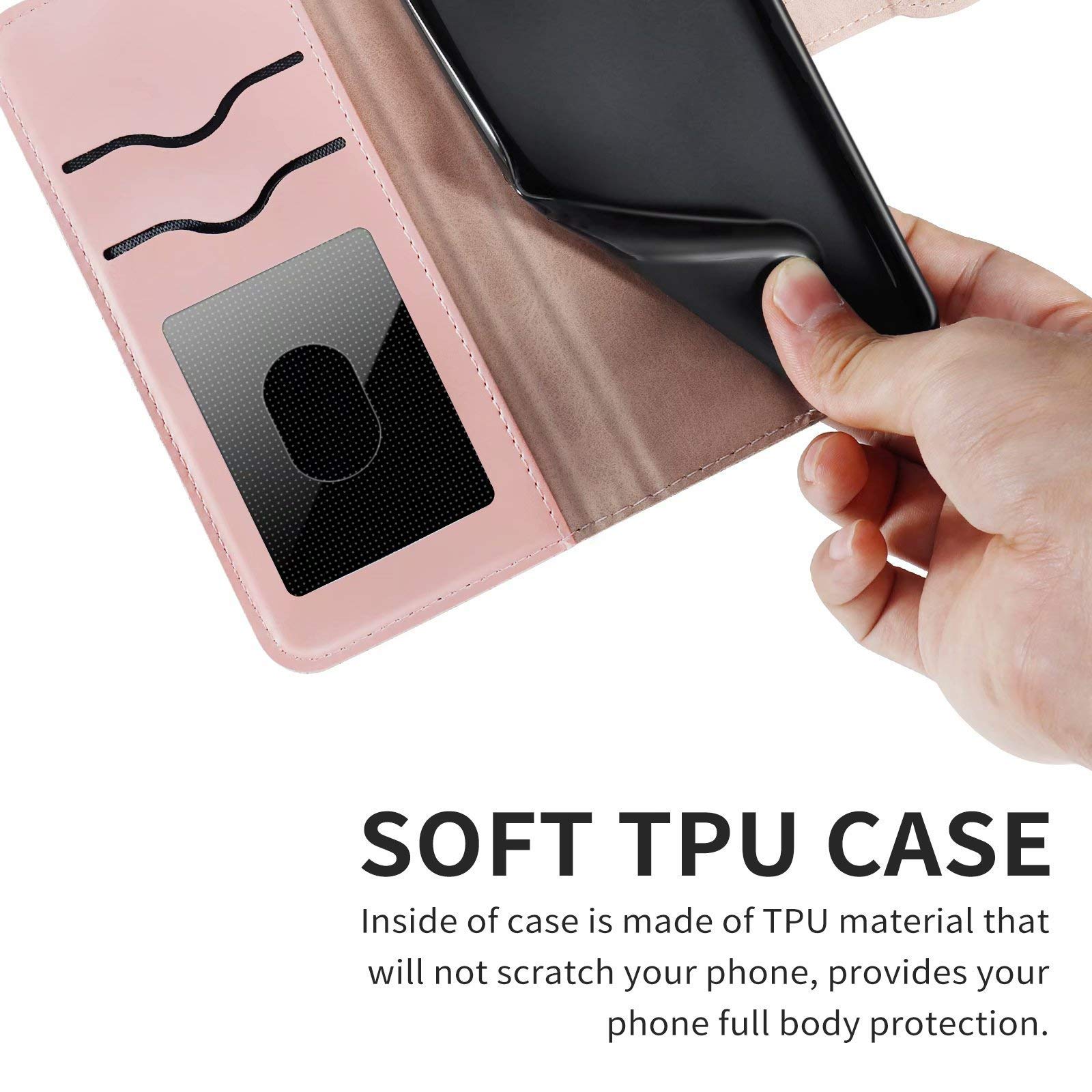 Custodia Portafoglio Con Flip Cover Per Huawei Y7 2019, Motivo Albero Della Vita In Rilievo, Colore Rosa. Con Supporto Integrato E Chiusura Magnetica. Protegge Da Graffi E Urti. - 2