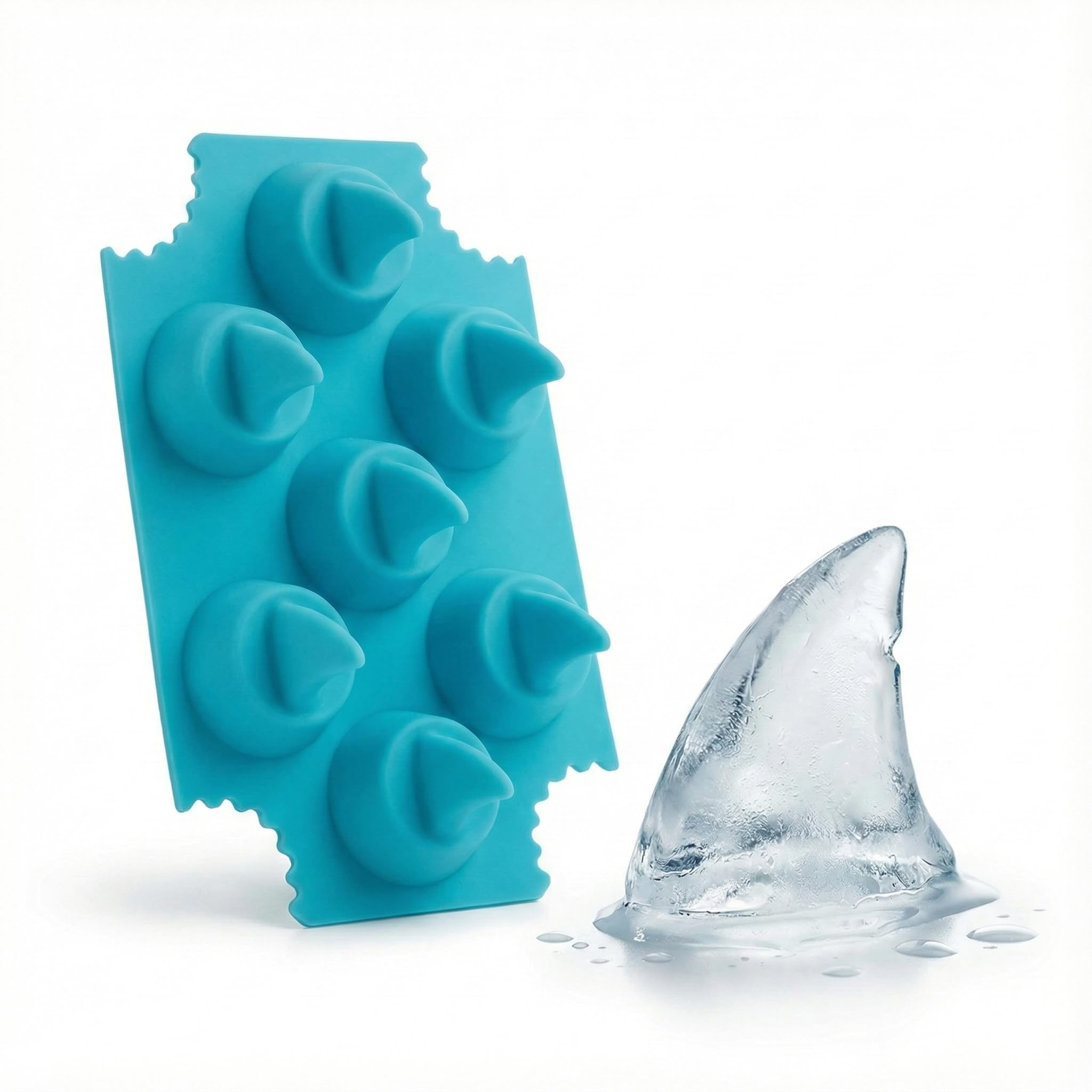Shark Ice Cube Tray Novelty Gifts for Men - Funny Shark Fin Silicone Ice Mold for Whiskey Cocktails & Bourbon - Cool Ocean Theme Party Supplies & Gag Gifts (Blue)