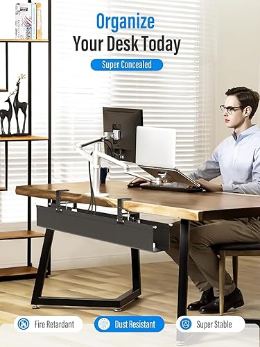 Miniatura 7 de Bandeja de organización de cables para debajo del escritorio de 28.4 pulgadas, organización de cables Orapoke para debajo del escritorio, sin