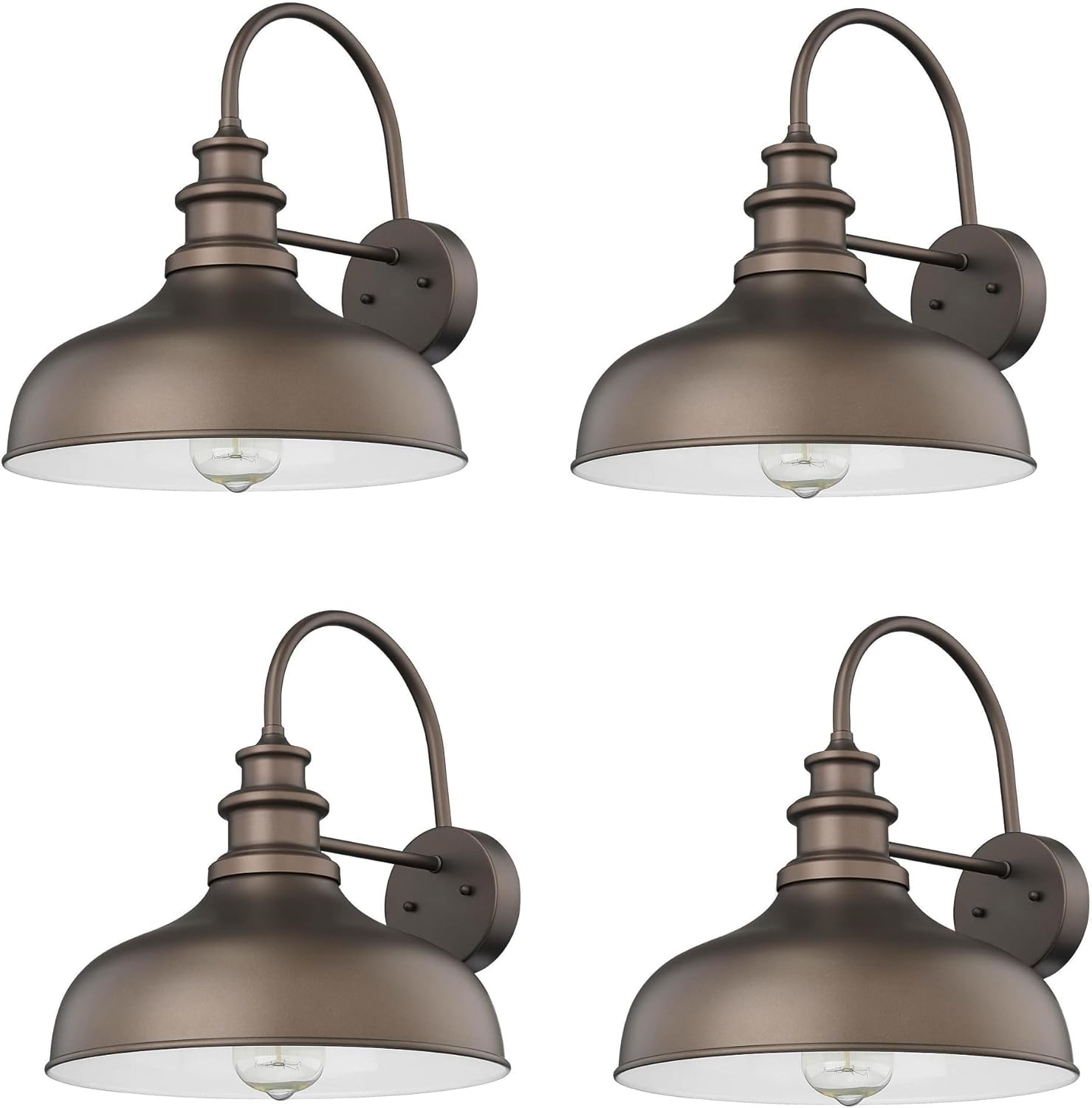 Bestshared Outdoor Farmhouse Barn Light, Outdoor Wall Sconce, Farmhouse Exterior Wall Mount Light, Vintage Front Door Lighting Fixture, Industrial Lantern Lamp for Porch,Patio,Garage(ORB+White, 4pack) 4pack ORB+White