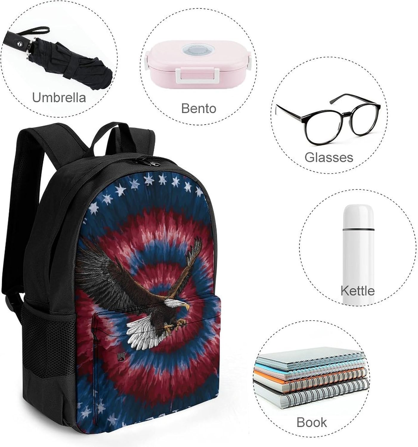 Usa Bald Ea-gles Travel Backpack Casual Laptop Bag image 4