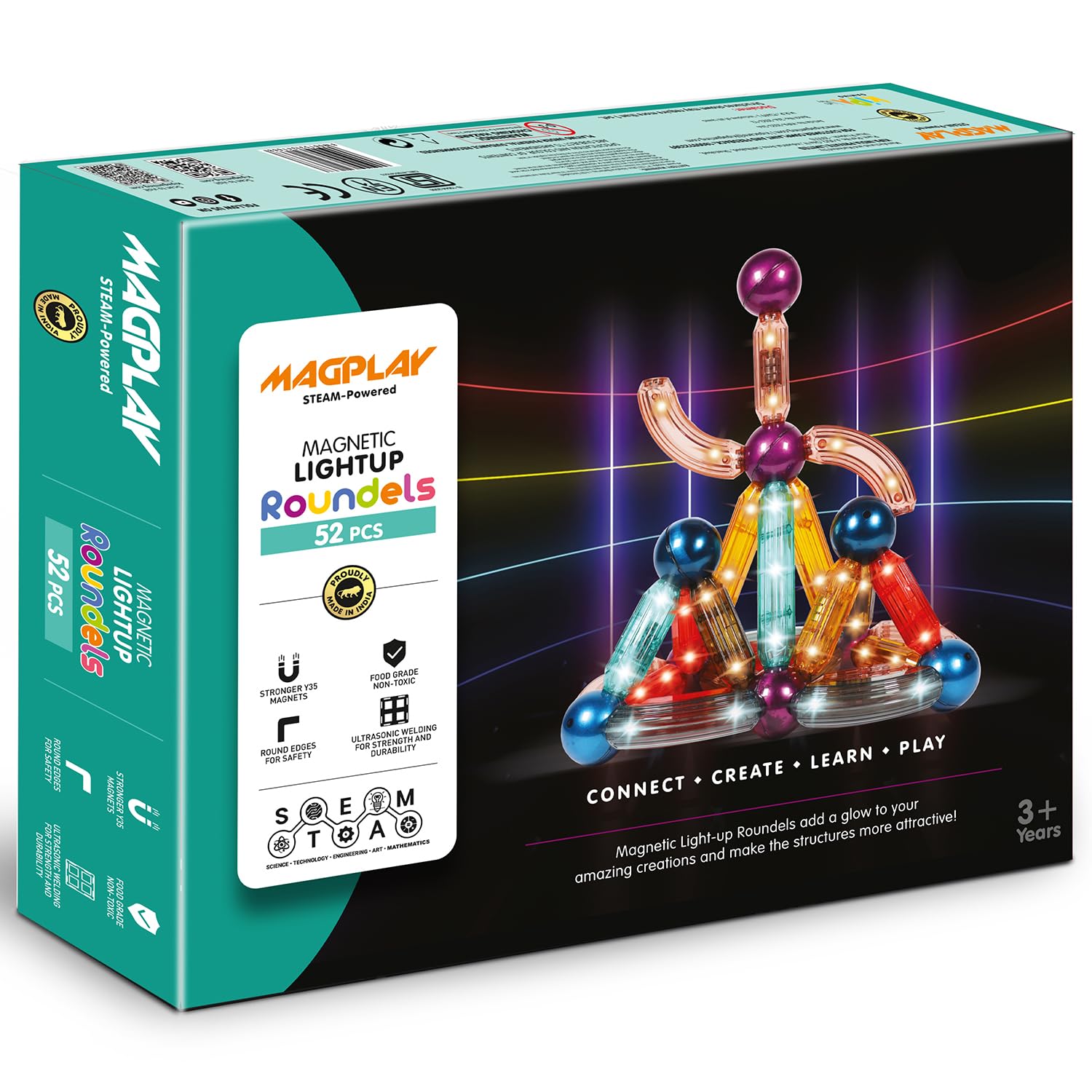 KIPA GAMING MagPlay LED Jumbo Pack: 52-Piece Magnetic Building Set