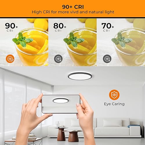 Miniatura 5 de Matane Paquete de 2 lámparas de techo de montaje empotrado lámpara de techo LED de 18 W 3000 K4000 K5000 K seleccionable luces de techo negras de