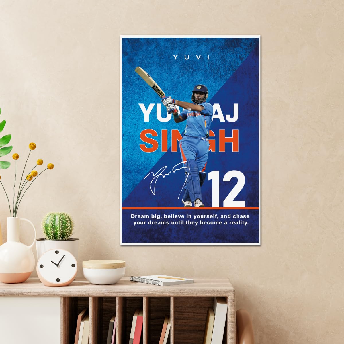 TenorArts Yuvraj Singh Poster Indian Cricket Wall Poster with Thick 300 GSM Matt Finish Paper (18inches x 12inches)