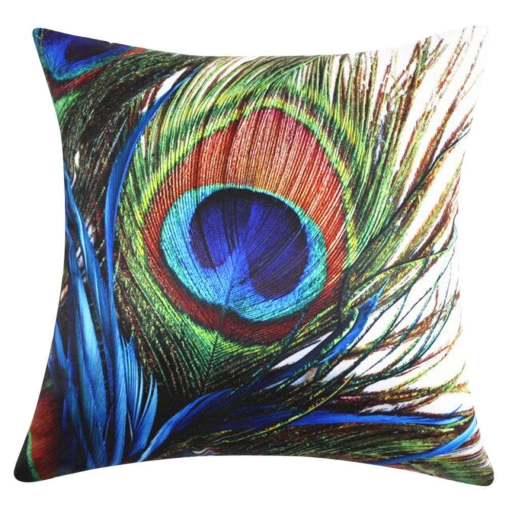 Peacock Home Decor Sofa Waist Throw Pillow Case Cushion Cover-image-40