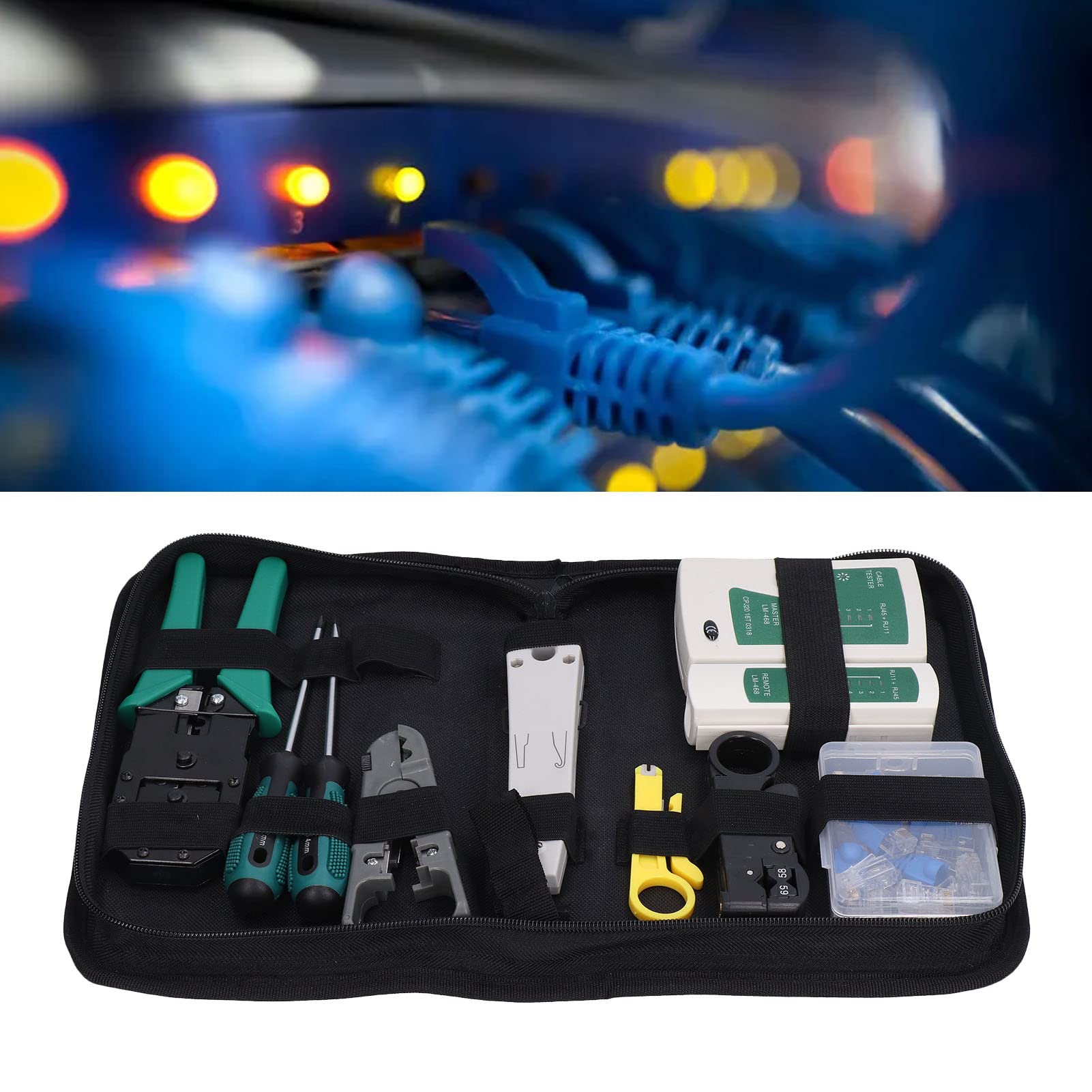 Outil de câble réseau, kit d'outils réseau, kit de sertissage de câble Ethernet portable, kit d'outils de maintenance de réparation de câble réseau pour les tests