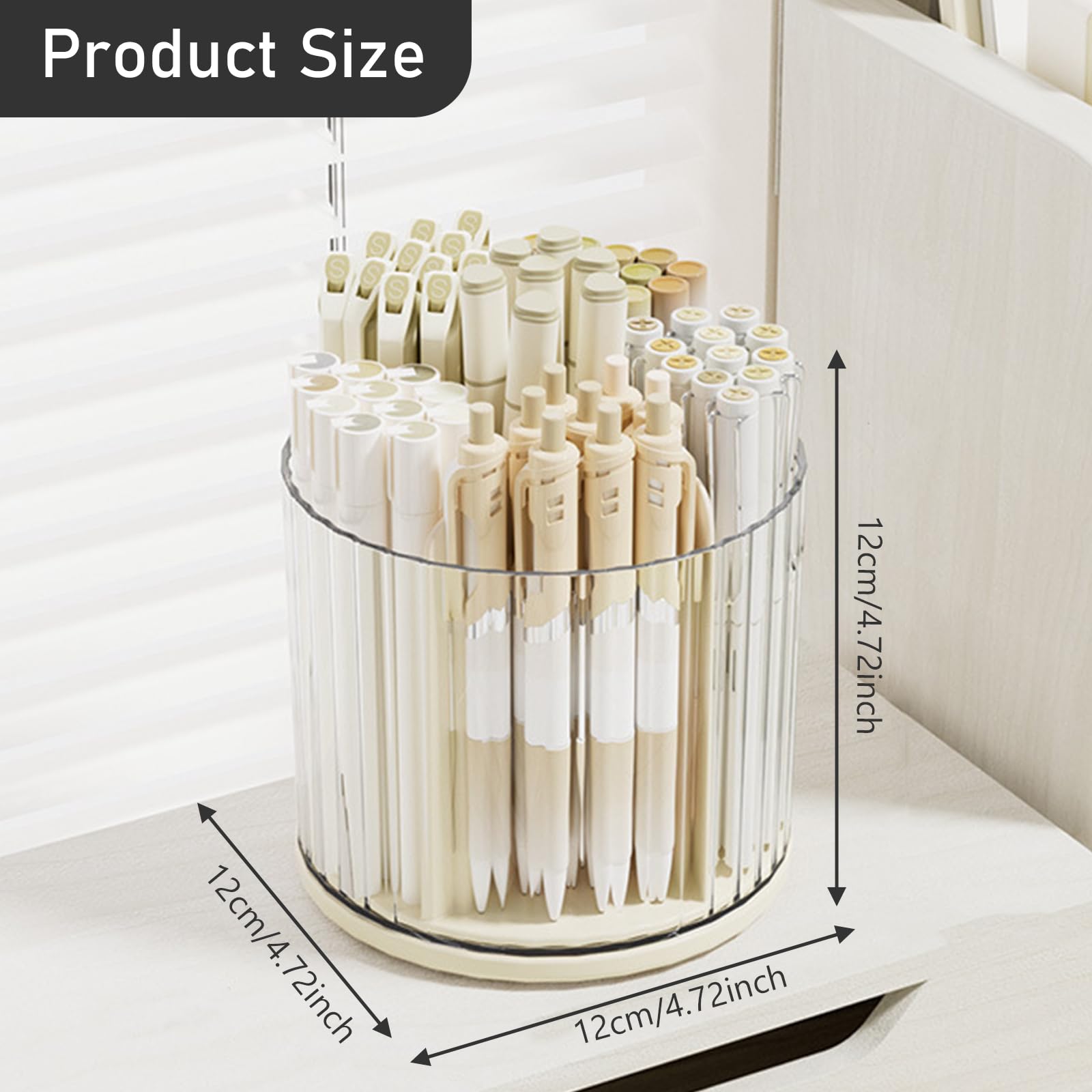 Cylogia 360 Degree Rotating Pen Holder for Desk Stationary Organiser Tidy Organiser Desk Organiser With 6 Compartments for Pencil Makeup Brush Cosmetic Pen Pot for Office School Home - Image 2