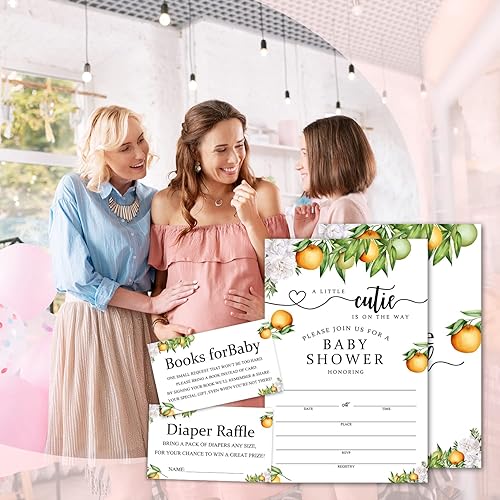 Miniatura 5 de Greenery - Tarjetas de invitación para baby shower con sobres, boletos para rifas de pañales, juego de 100 piezas para bebé, fiesta de revelación de