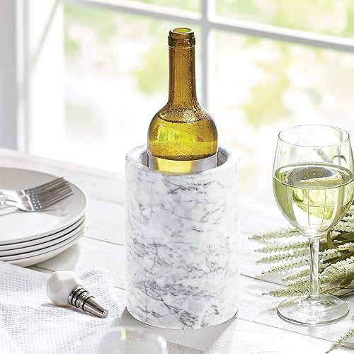 Miniatura 3 de mDesign Enfriador de vino de una sola botella  Enfriador de cubitos de hielo para cocina, bar, decoración de fiesta  Capacidad para vino frío,