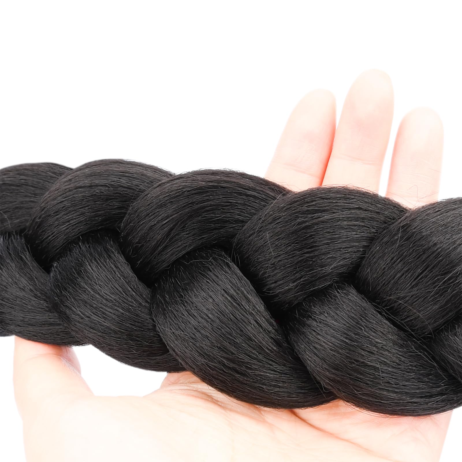BOBIYA Long Braided Ponytail Extension 30 Inch Pre stretched Braiding Hair Extensions DIY Braid Ponytail Natural Soft Ponytails (Black Brown) - Image 3
