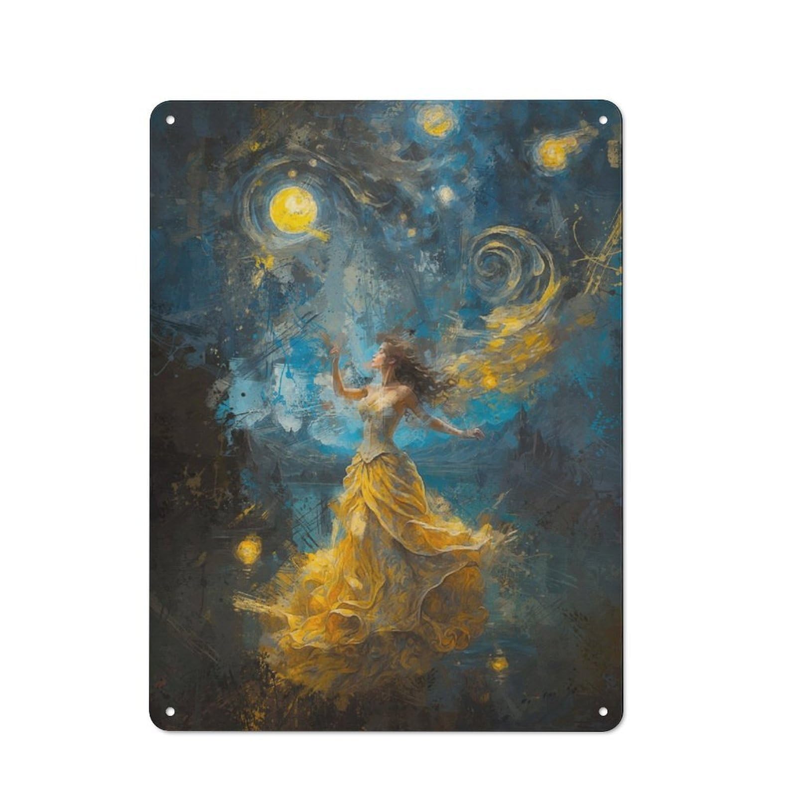 Junmoney Celestial Starry Night Rustic Metal Plaque 40X30cm For Dining Room Or Kitchen, A Housewarming Gift For Dining Room Decor Fans